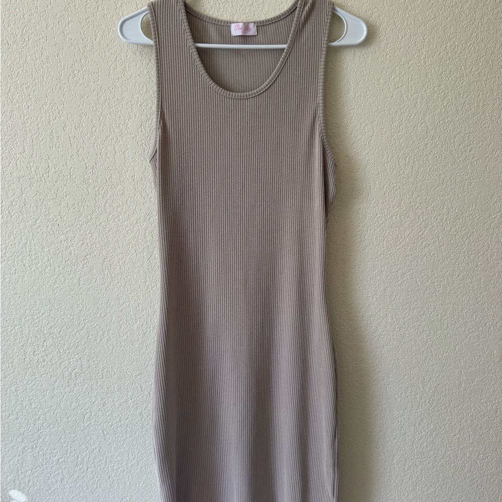 Pink Lily Ribbed Tank Top Knit Dress